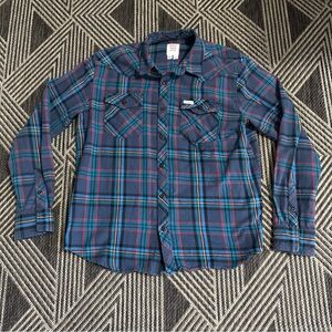Topo Designs Plaid Flannel Shirt Mens XL Blue Grid Cotton Button Front